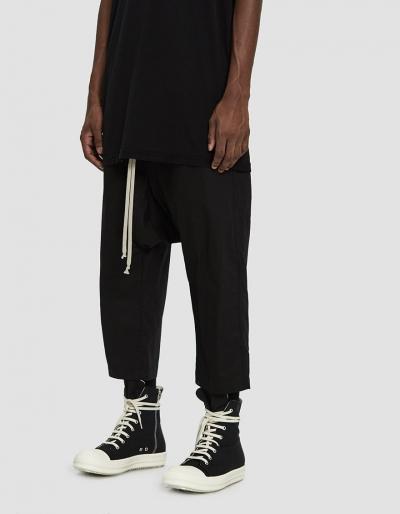 Rick Owens Drkshdw Drawstring Cropped Pant In Black