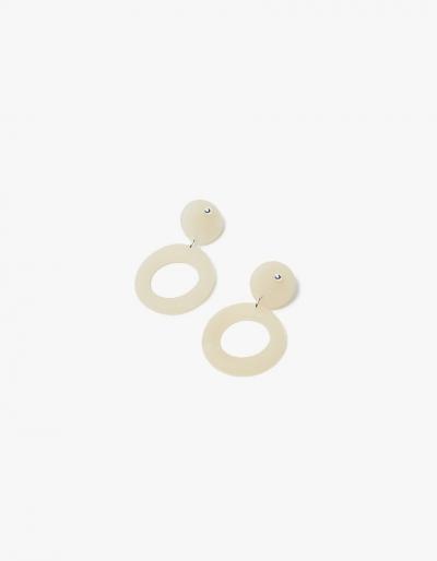 Surface Handmade Drop Circle Earrings In Bone