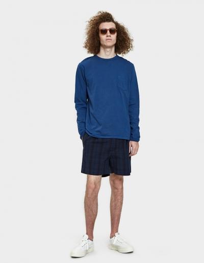 Velva Sheen Tubular L/s Pocket Tee In Navy