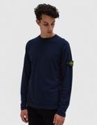 Stone Island Mako Cotton Interlock Ls Badge T-shirt In Blue
