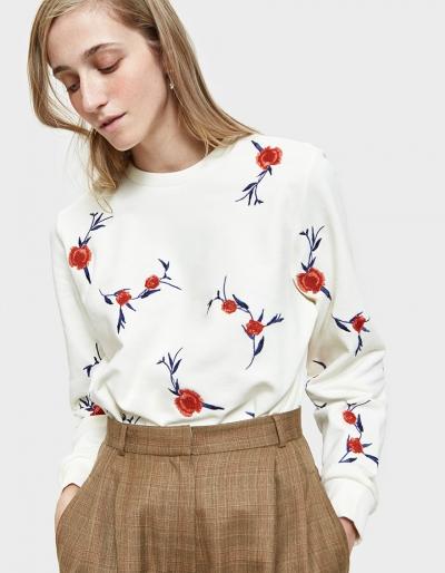 Just Female Grace Sweatshirt In Wake Embroidery