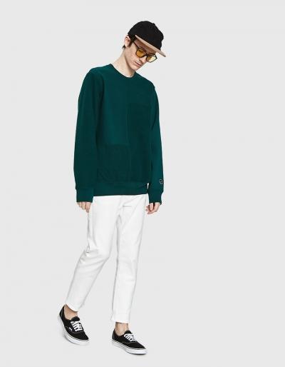 Brain Dead Paneled Crewneck In Forest