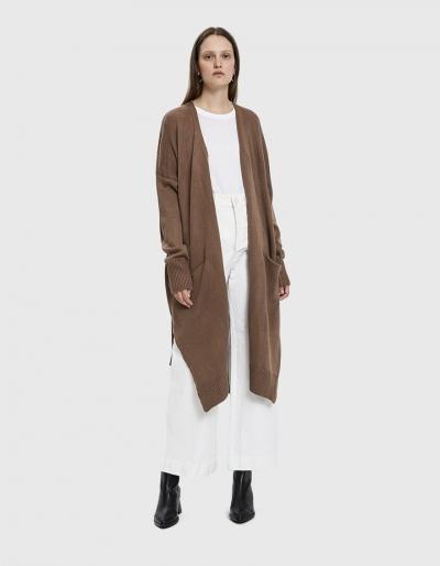 Farrow Mariana Long Knit Cardigan In Ash Brown