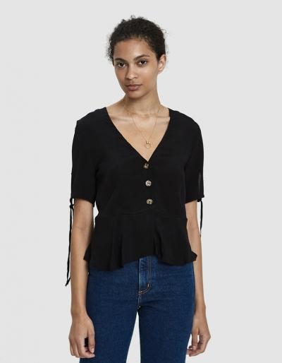 Farrow Babi Button Down Blouse In Black