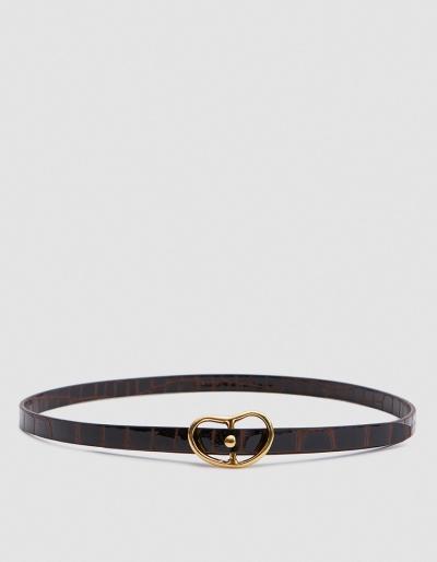Lizzie Fortunato Skinny Georgia Belt In Embossed Croc