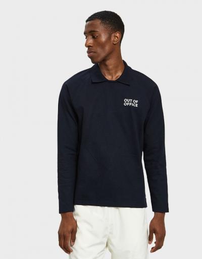 Wood Wood Oli Long Sleeve Polo In Navy