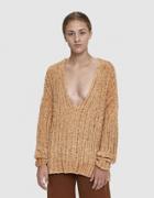 Stelen Luann V-neck Chenille Knit Sweater In Camel