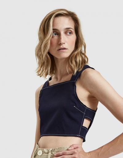 Farrow Adeline Twill Top In Navy