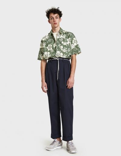 Our Legacy Initial Short Sleeve Shirt In Green Hibiscus Flower