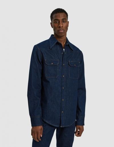 Calvin Klein Jeans Est. 1978 Western Shirt In Panel Rinse Indigo