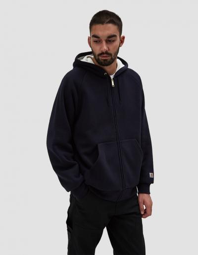 Carhartt Wip Hooded Thermal Lined Jacket In Dark Navy