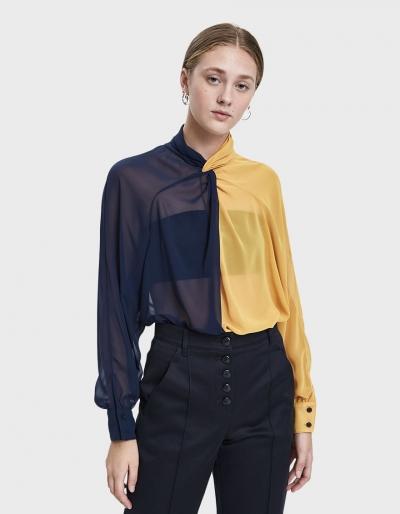 Creatures Of Comfort Coy Two-tone Blouse
