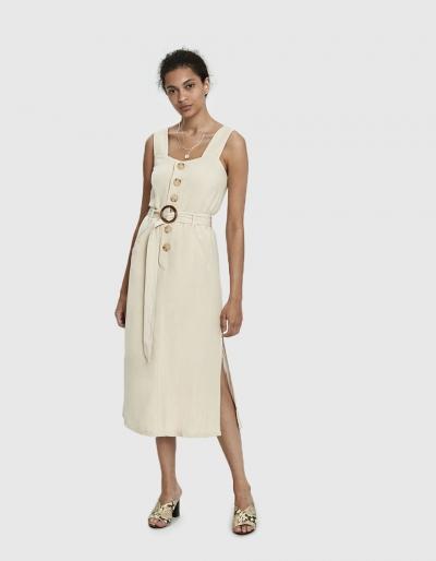 Farrow Daphne Button Dress In Ecru