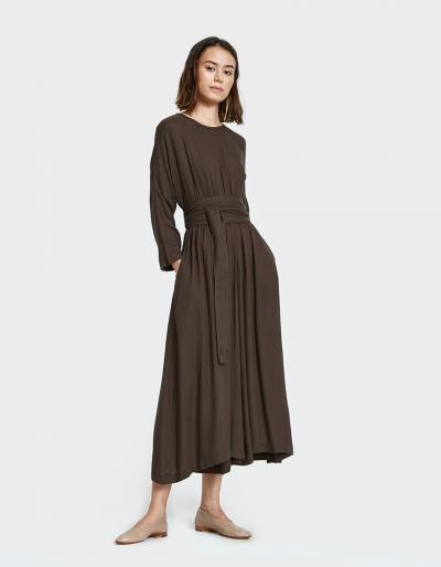 Black Crane Wide Jumper With Belt In Charcoal