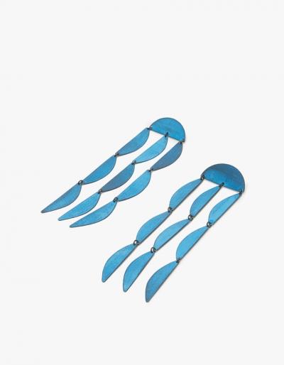 Annie Costello Brown Rain Earrings In Blue Ox