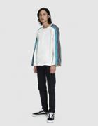 Dima Leu Velvet And Satin Stripe T-shirt In Navy/ocean Blue