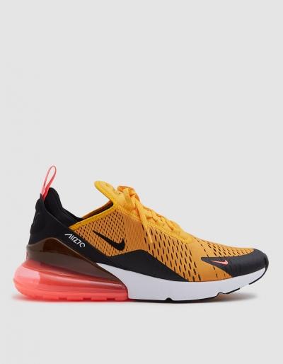 Nike Air Max 270 Sneaker In Black/university Gold-hot Punch