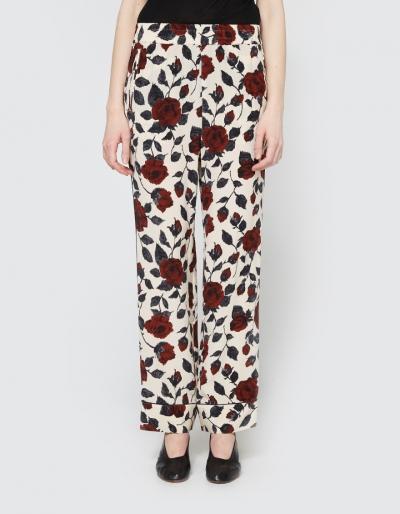 Ganni Elmira Silk Pant In Brick Rose