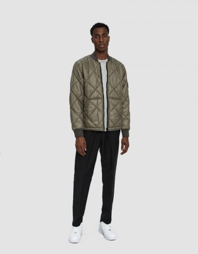 Stone Island Garment Dyed Quilted Micro Yarn Down Bomber Jacket In Olive