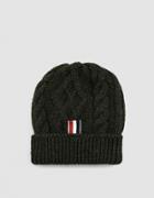 Thom Browne Aran Cable Knit Hat In Green