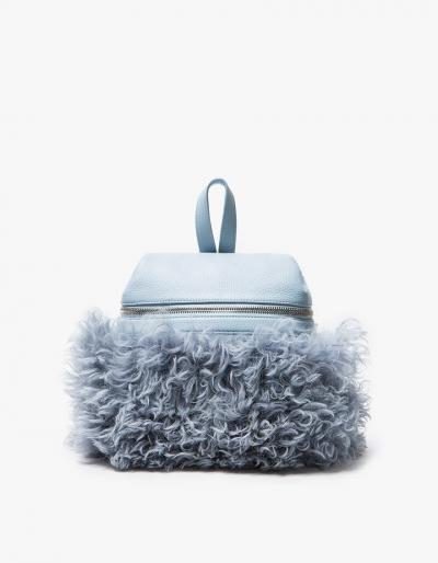 Kara Sky Blue Shearling Backpack
