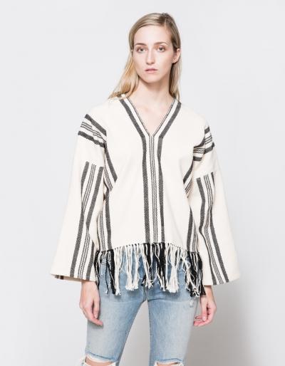 A Piece Apart Striped V-neck Woven Top