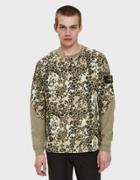 Stone Island Alligator Camo Cotton Fleece Sweatshirt In Beige