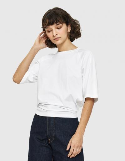 Tibi Shirred Back Cutout Raglan Tee