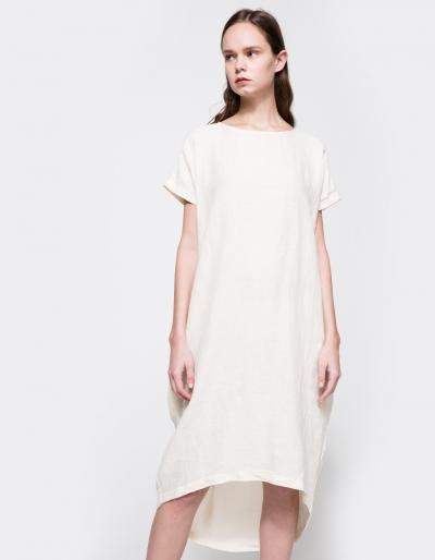 Black Crane Pleated Cocoon Dress