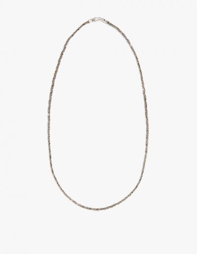 Caputo & Co. Hand-braided Silver Chain Necklace In Brown