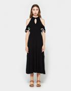 Apiece Apart Knit Cold Shoulder Dress In Black W/ White Tipping
