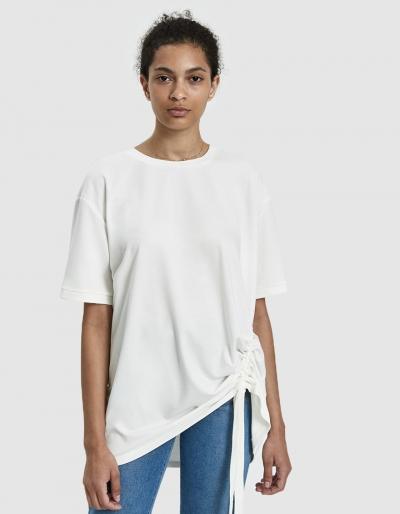 Which We Want Riki Oversize Ruched Tee In White