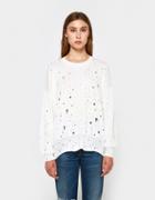 T By Alexander Wang L/s Oversized Crew Neck Sweater In Bone