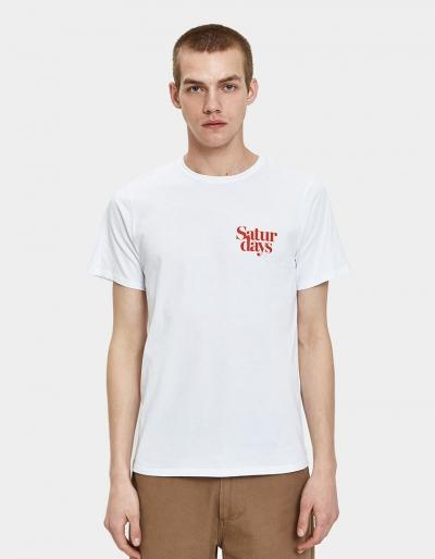 Saturdays Nyc Miller Black Chest Ss Tee In White