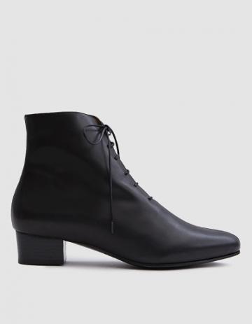 Anne Thomas Michele Lace Boots In Calf Black