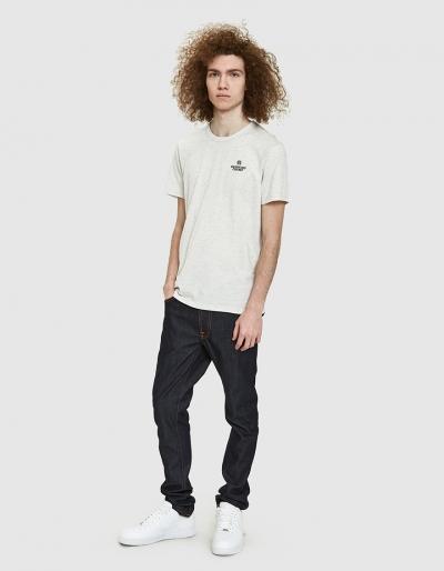 Reigning Champ Logo Ringspun Jersey Tee In Heather Ash/black