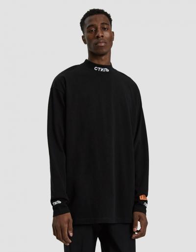 Heron Preston L/s Ctnmb Mock Neck T-shirt In Black