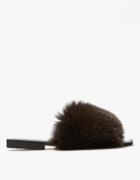 Parme Marin Furry Baby Slides In Dark Brown
