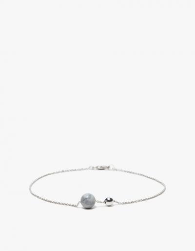 Another Feather Marble + Silver Pearl Anklet