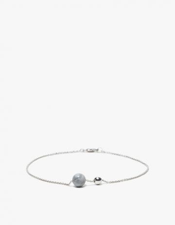 Another Feather Marble + Silver Pearl Anklet