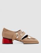 Reike Nen Mandoo Two-strap Loafer In Beige/red