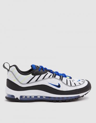 Nike Air Max 98 Sneaker In White/black-racer Blue-volt