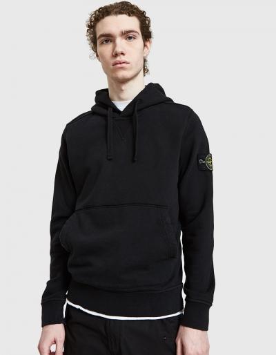 Stone Island Cotton Fleece Hooded Sweatshirt In Black