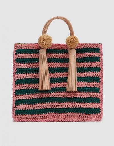 Loeffler Randall Straw Travel Tote In Rainbow Raffia