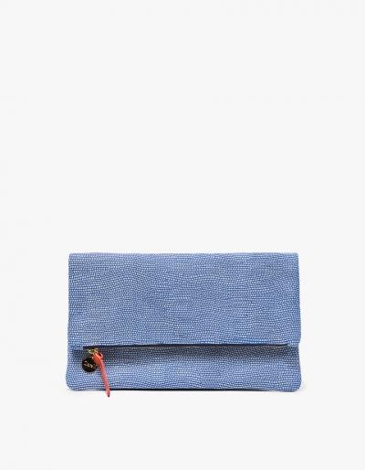Clare V. Foldover Clutch Blue & White
