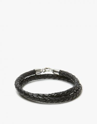 Caputo & Co. Braided Leather Double Wrap W/