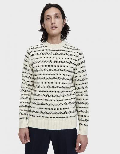 Norse Projects Arild Rough Fairisle Sweater In Ecru