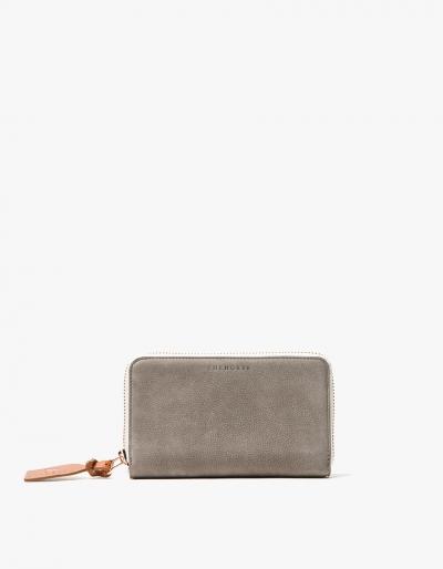 The Horse Block Wallet In Grey Nubuck