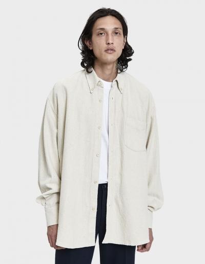 Our Legacy Borrowed Button Down Shirt In Washed White Heavy Noil