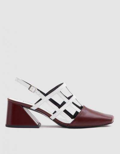 Yuul Yie Gridded Heel In Burgundy/white
